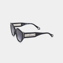 MSS2402-C1-53 MAIA SUNGLASSES WOMEN BLACK SHINY SILVER GRADIENT GREY