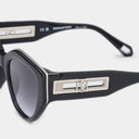 MSS2402-C1-53 MAIA SUNGLASSES WOMEN BLACK SHINY SILVER GRADIENT GREY