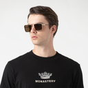 MSS2410-C2-54 MARC SUNGLASSES MEN SHINY GOLD/BROWN PATTERN BROWN HORN BROWN